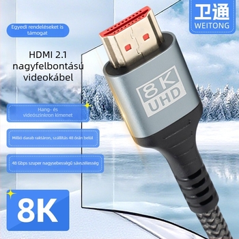 HDMI 2.1 nagy felbontású kábel tévéhez és projektorhoz, 8K videó, kompatibil HDMI 2.0
