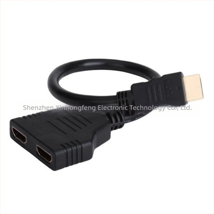 HDMI 1 bemenet 2 kimenet elosztó kábel, réz vezetőkkel, 0,3 m hosszú, injektált formájú adapterkábellel