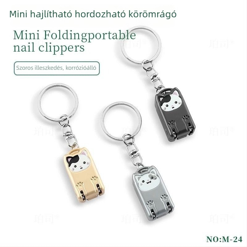 Rozsdamentes acél körömvágó, hordozható összecsukható háztartási eszköz, sík szájú, többfunkciós csipesz