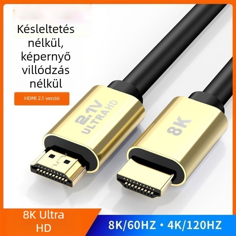 HDMI 2.1 kábel 8K/60Hz és 4K/120Hz megjelenítőkhez, kompatibil monitorokkal, set-top boxokkal, számítógépekkel és projektorokkal