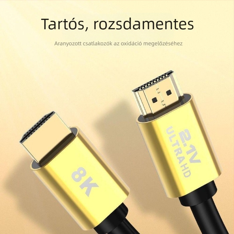HDMI 2.1 kábel 8K/60Hz és 4K/120Hz megjelenítőkhez, kompatibil monitorokkal, set-top boxokkal, számítógépekkel és projektorokkal