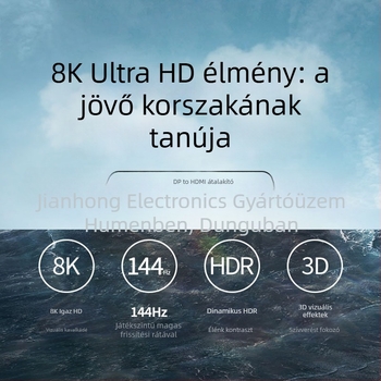 DP 1.4-től HDMI 2.1-ig adapter alumínium házban, 8K HDR-rel, DP/miniDP–HDMI átalakítás, támogatja a 4K120Hz és 2K144Hz