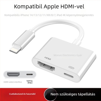 Apple Lightning HDMI konverter iPhone-hoz — Interfész: Apple HDMI-hez, ABS+TPE kábel, Súly körülbelül 0,04 kg, OEM kapható