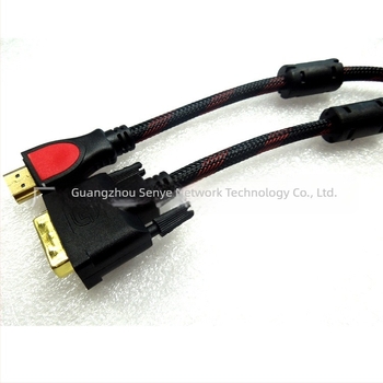 HDMI–ről DVI-re kábel — adapter, acél vezető rézzel bevonva, fonott háló dupla gyűrűs csatlakozók