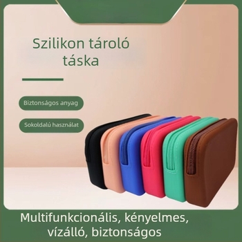 Szilikon pénztárca és tároló táska, multifunkcionális kozmetikai és kiegészítő szervező, vízálló és porálló, uniszex, mindennapi használatra (Szilikon; vízálló és porálló; uniszex; mindennapi használat)