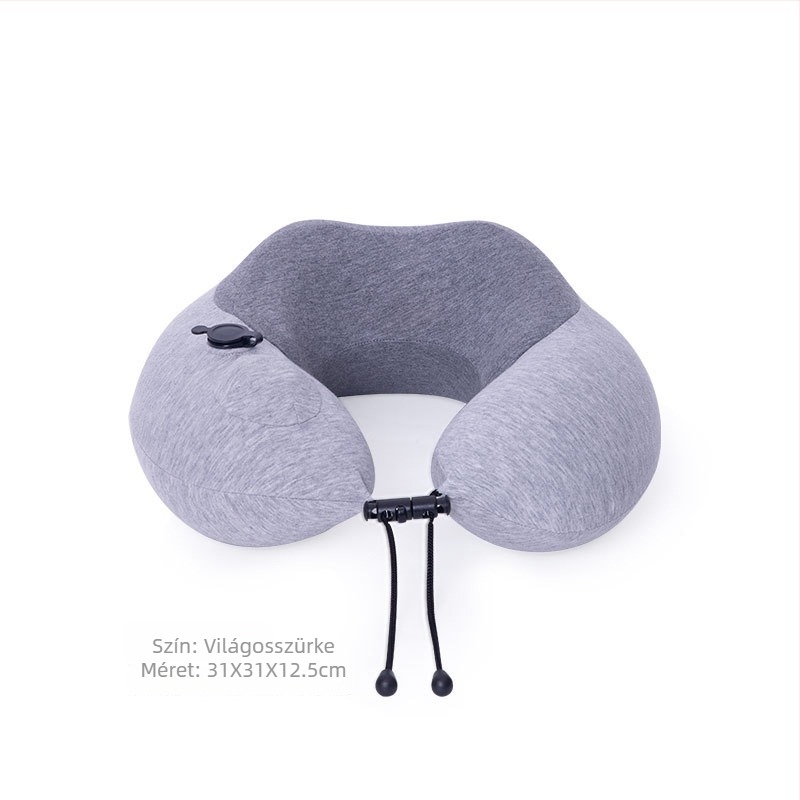 Memóriahabos U-formájú nyakpárna, állítható puha/tartós támogatással és felfújható kivitelben – utazáshoz