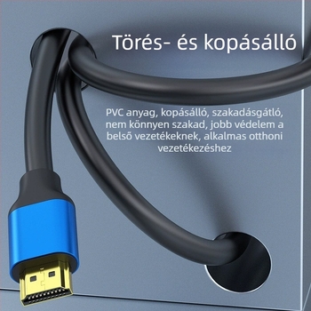 HDMI kábel 1,5 m, 4K60Hz, aranyozott réz-kialakítású acélvezető, monitorhoz, számítógéphez, tévéhez, set-top boxhoz és projektorhoz