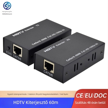 HDMI hosszabbító RJ45‑ön keresztül 60 m‑re – jelátvitel erősítés, modell Yc-004