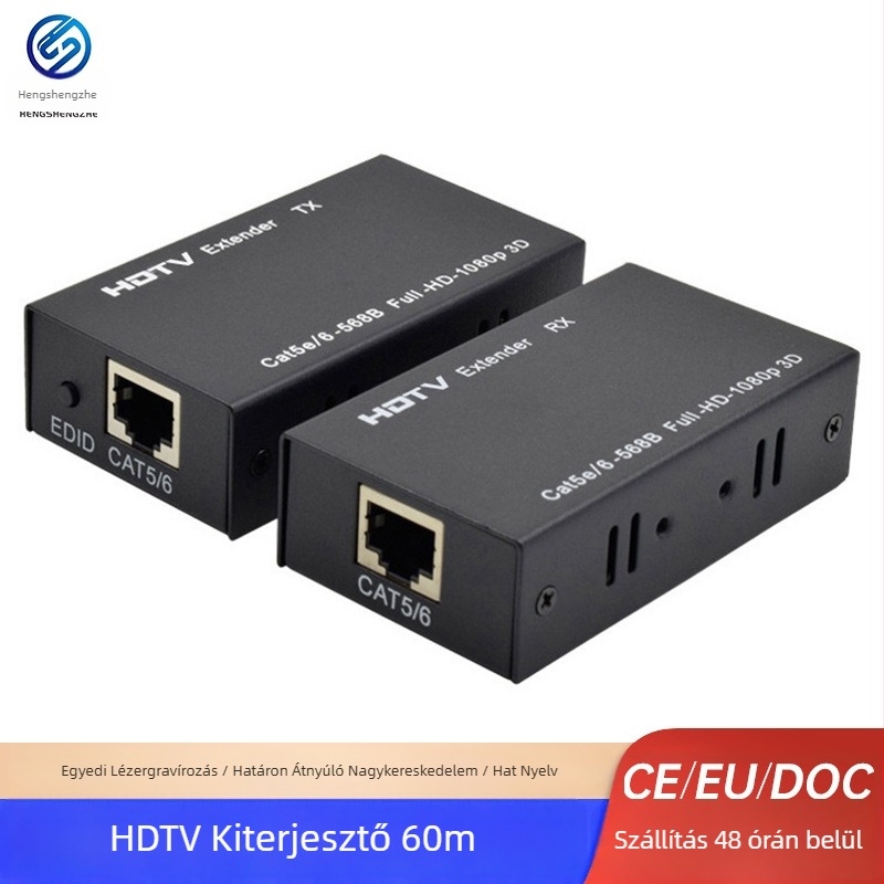HDMI hosszabbító RJ45‑ön keresztül 60 m‑re – jelátvitel erősítés, modell Yc-004