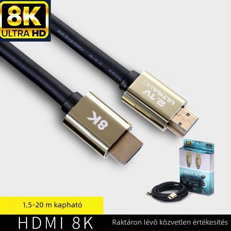HDMI kábel 2.1 verzió, támogatja a 8K-t, 4K×2K-t és 1080p-t, hossz 1,5 m, oxigénmentes réz