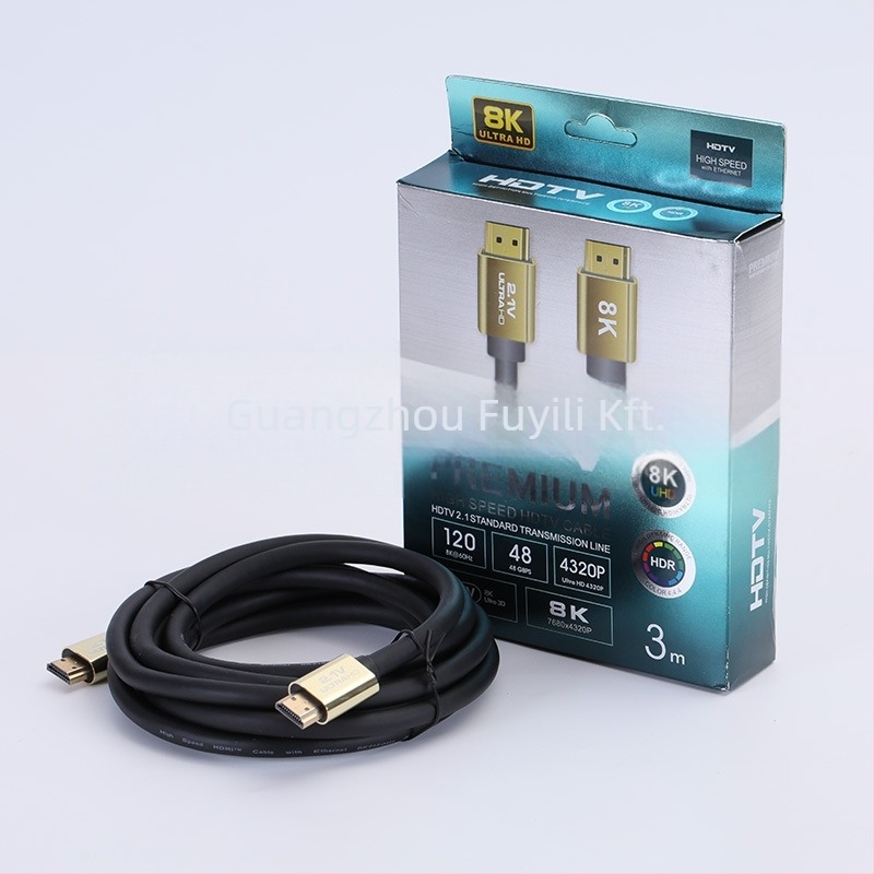 HDMI kábel 2.1 verzió, támogatja a 8K-t, 4K×2K-t és 1080p-t, hossz 1,5 m, oxigénmentes réz