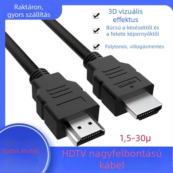 Set-top box csatlakozó kábel monitorhoz, HDTV-hez, számítógéphez, TV-hez és projektorhoz – 1,5 m, réz adatkábellel, adapterrel, 3D adatkábel