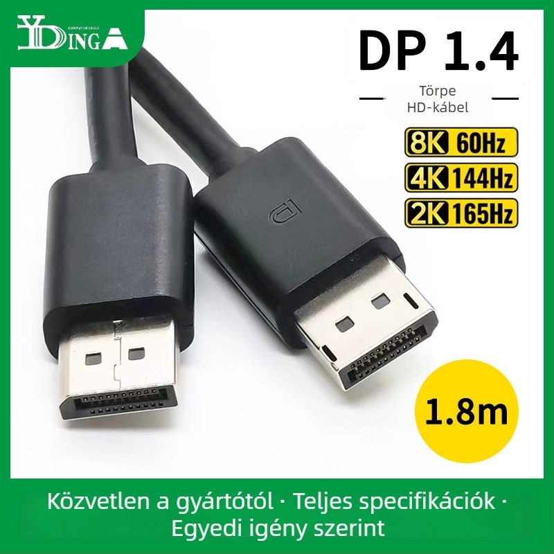 DisplayPort kábel DP férfi–DP férfi, DP 1.4 kiadás, Réz huzal, Modell DP HD Line 1.4