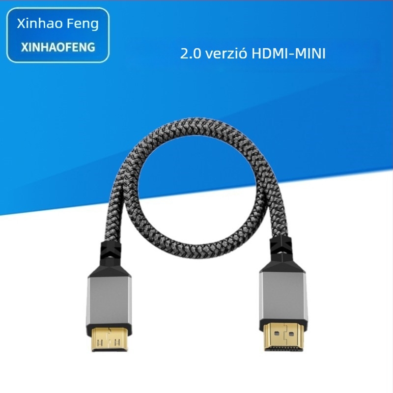 Mini HDMI-tól HDMI-ig 2.0 kábel, 4K támogatás, alumínium ház, fonott kábel
