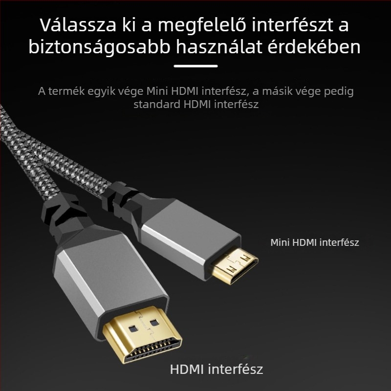 Mini HDMI-tól HDMI-ig 2.0 kábel, 4K támogatás, alumínium ház, fonott kábel