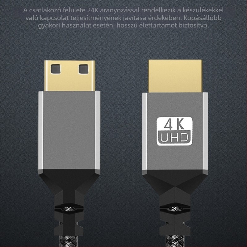 Mini HDMI-tól HDMI-ig 2.0 kábel, 4K támogatás, alumínium ház, fonott kábel