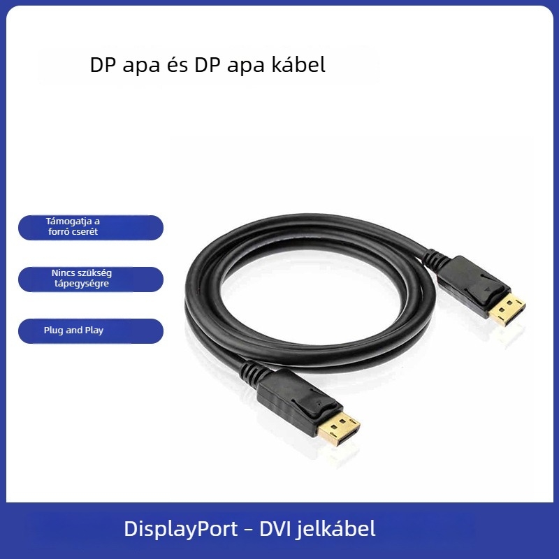 1,8 m DisplayPort férfi– DisplayPort férfi kábel, DP adapterkábel, külső átmérő 5,0 mm