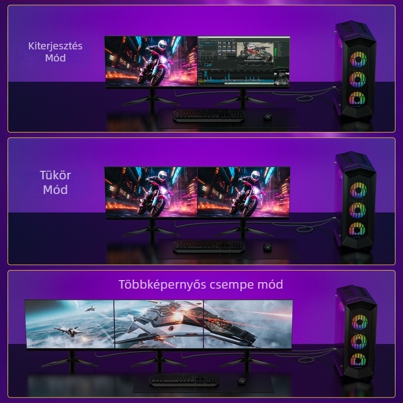 DP–DP kábel 2.1 verzió, 16K60Hz gaming HD videó, 8K120Hz/4K240Hz magas frissítési frekvencia, DP1.4/1.2 kompatibilis, 3 m