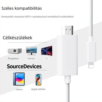 Lightning–HDMI hosszabbító kábel Apple eszközökhöz, ABS ház, 50 g