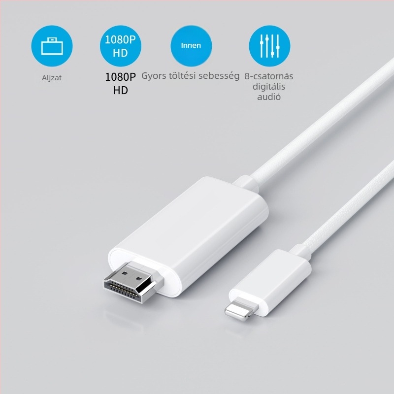 Lightning–HDMI hosszabbító kábel Apple eszközökhöz, ABS ház, 50 g