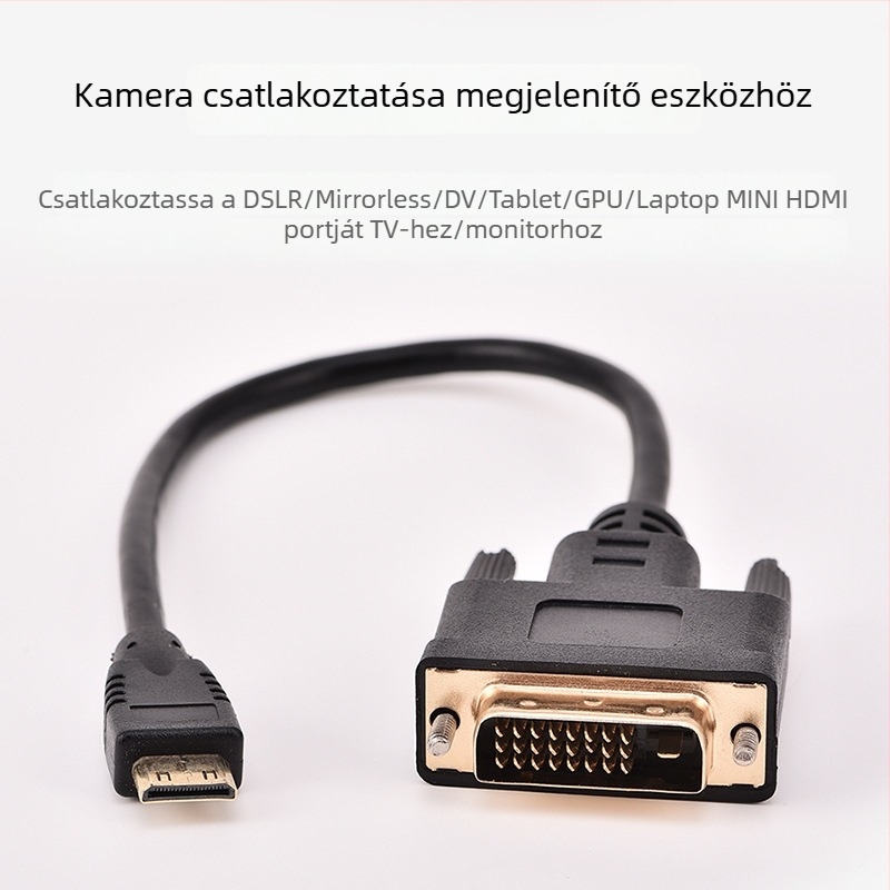 Mini HDMI-DVI kábel DSLR fényképezőgéphez, 1 m, aranyozott, HDMI-DVI videó kábel