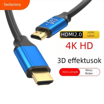 HDMI 2.0 4K gyors-teljesítményű kábel aranyozott csatlakozókkal, rézzel bevont acél maggal, adapterkábel számítógépekhez és projektorokhoz