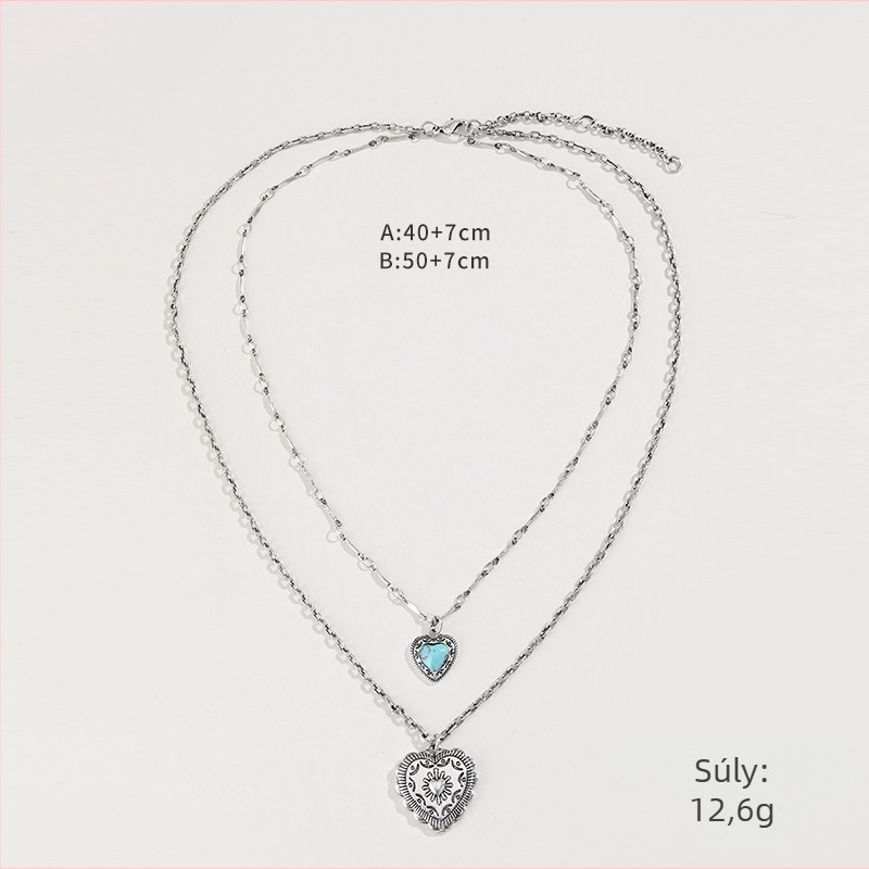 Kenjie 2024 Valentin-napi Nyaklánc és Fülbevaló Szett, Szív Minta, Ötvözet Medál, Elektroplatizálás, Szabványos Lánc, Eredeti Dizájn