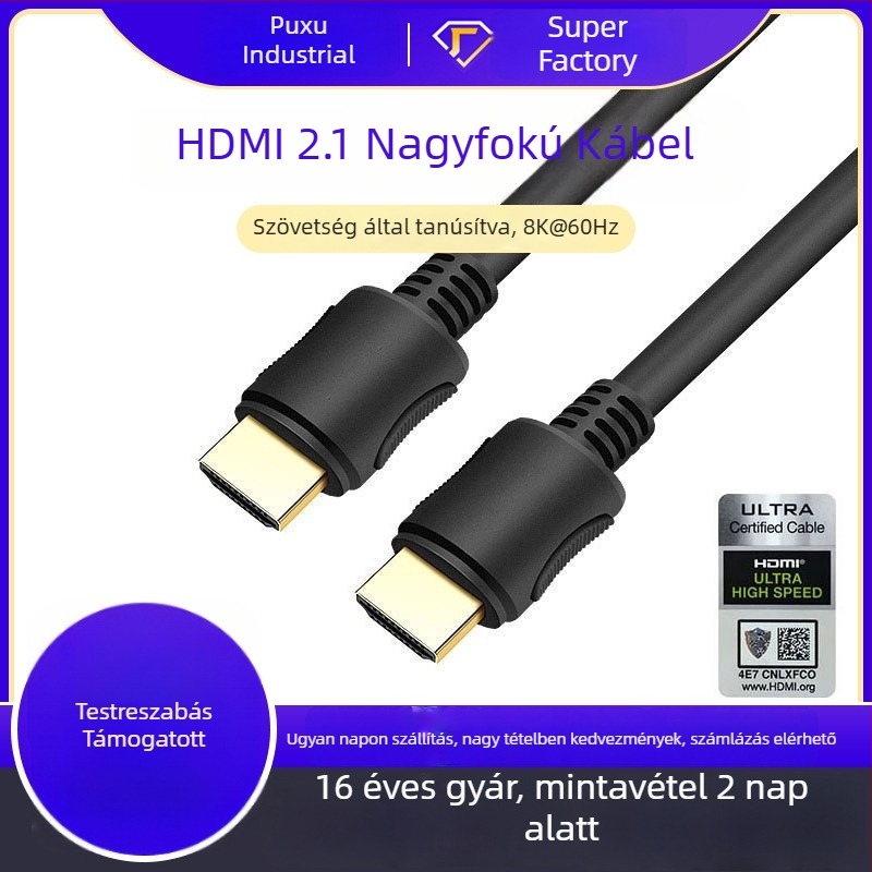 HDMI kábel, HDMI 04 modell, réz vezető, ezüstözött bevonat, adapter, OEM/magáncímke elérhető