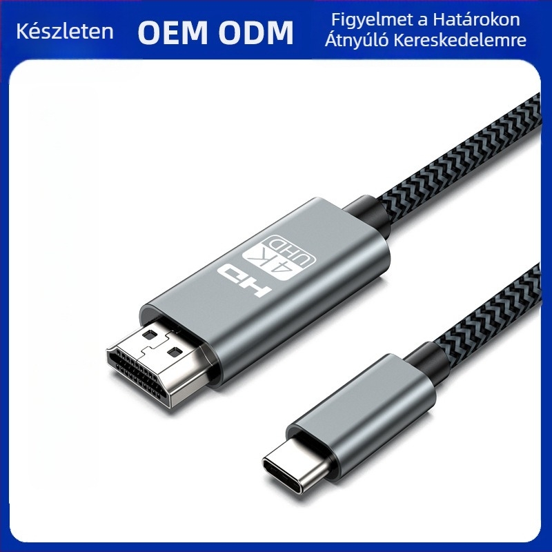 Type-C to HDMI kijelzőkábel telefonról TV-re, rézvezető, nikkel bevonat, HDMI kimenet