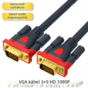 VGA kábel 3+9, HD videóvonal TV-hez, számítógéphez és projektorhoz
