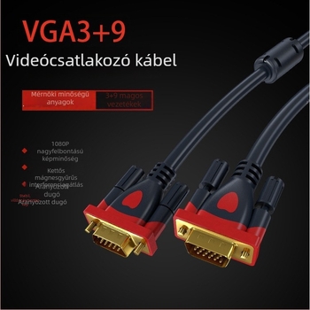 VGA kábel 3+9, HD videóvonal TV-hez, számítógéphez és projektorhoz