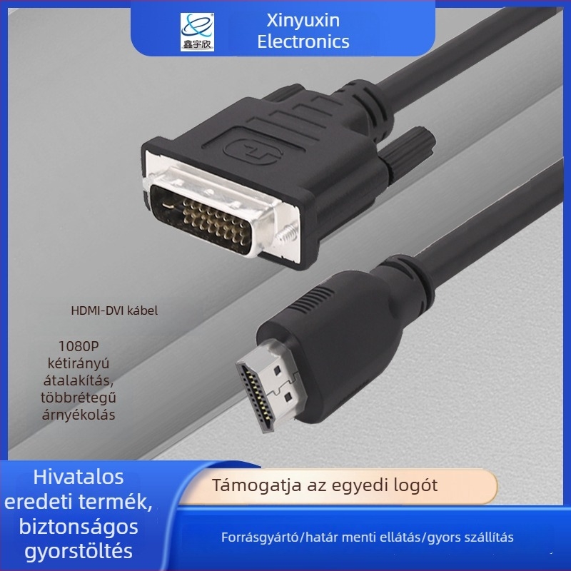 HDMI–DVI videókábel noteszgéphez és asztali számítógéphez külső monitorhoz csatlakoztatásához, 1080p felbontású konverziós kábel