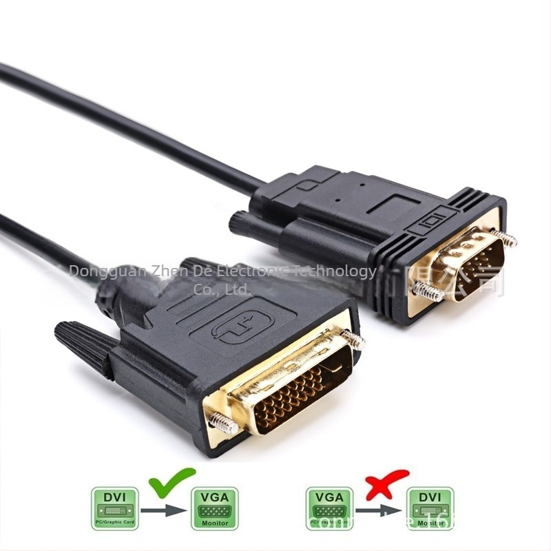 DVI-I 24+1 a VGA-hoz aktív adapterkábellel, férfi–férfi, IC-vel, 2 m hosszú, PC-hez