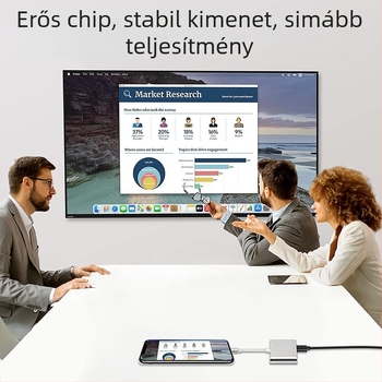 Telefon–TV HDMI/VGA tükröző konverter hangkimenettel, 0,2 m kábel, ezüstözött csatlakozók