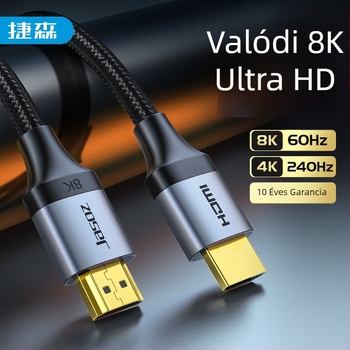 Jasoz HDMI 2.1 kábel – 8K támogatás, aranyozott oxigénmentes réz, PS5/TV/PC/Projektor kompatibilis
