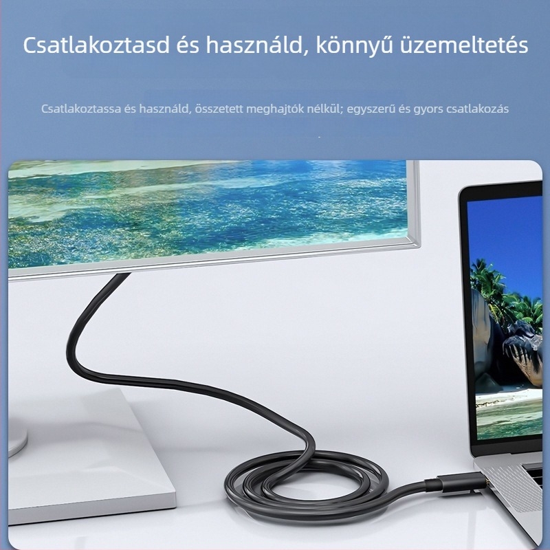 Type-C to VGA adapter kábel, CS5260 chip, VGA interfész, 1080P támogatás, laptopokhoz/monitorokhoz
