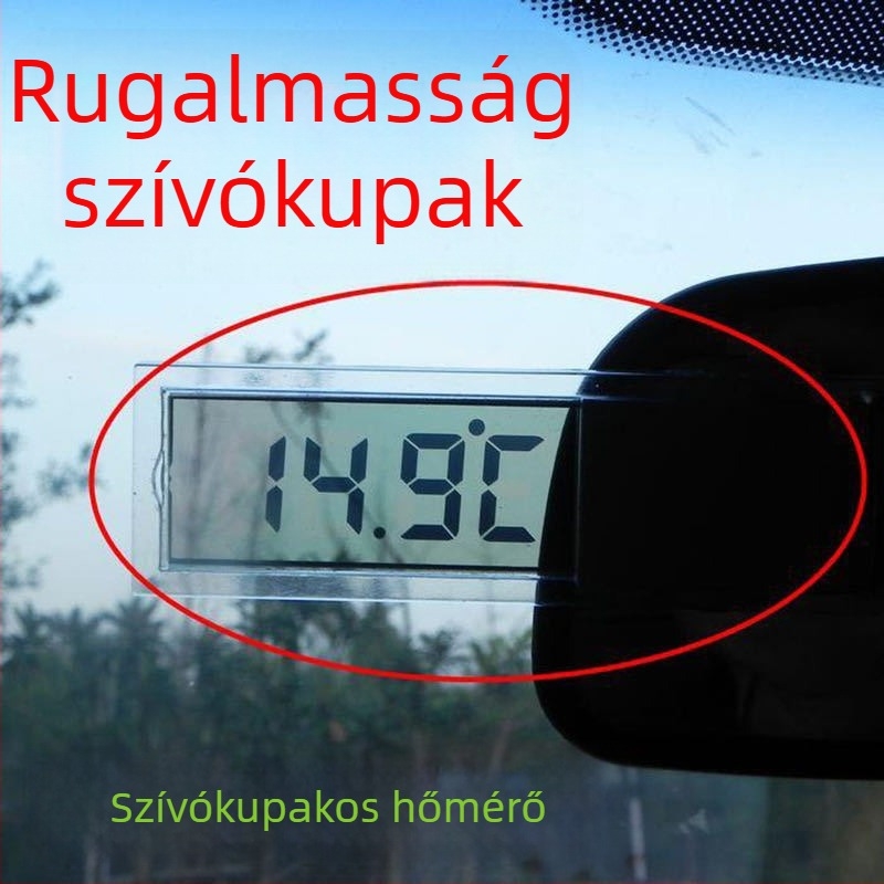 Digitális higrométer autóhoz, ABS anyag, vákuumos csésze rögzítés, modellek K03/K06