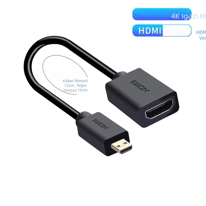 Micro HDMI–HDMI adapterkábel — 4K 60 Hz, konverziós kábel DVD, Kamera és Mobiltelefon számára