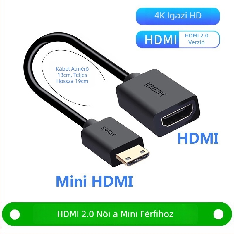 Micro HDMI–HDMI adapterkábel — 4K 60 Hz, konverziós kábel DVD, Kamera és Mobiltelefon számára