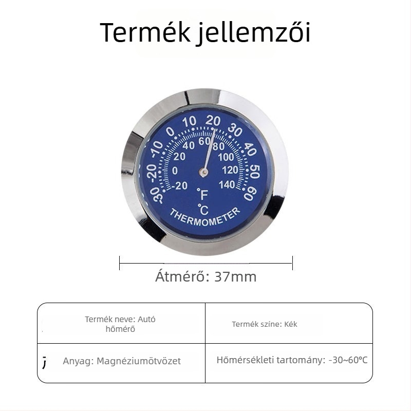 Jármű belső téréhez készült digitális hőmérséklet- és páratartalom-mérő (Model TH30, Márka O'day, Típus: digitális hőmérséklet- és páratartalom-mérő)