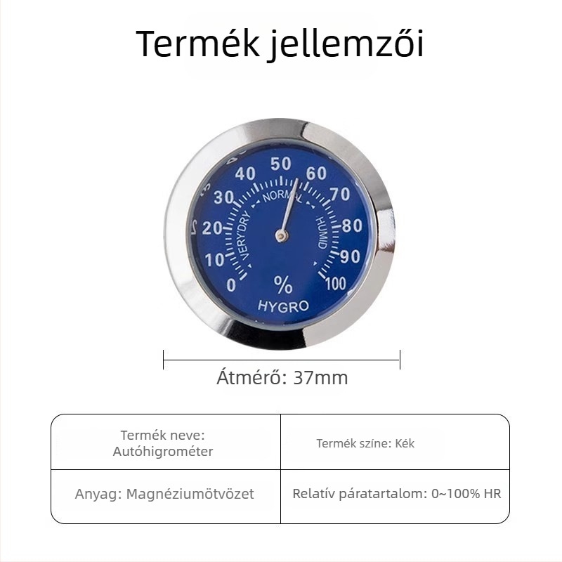 Jármű belső téréhez készült digitális hőmérséklet- és páratartalom-mérő (Model TH30, Márka O'day, Típus: digitális hőmérséklet- és páratartalom-mérő)