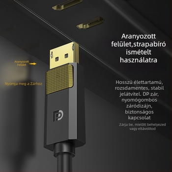 DP–HDMI patch kábel, DP/HDMI interfész, megfelelő számítógéphez/ TV-hez/ set-top boxhoz