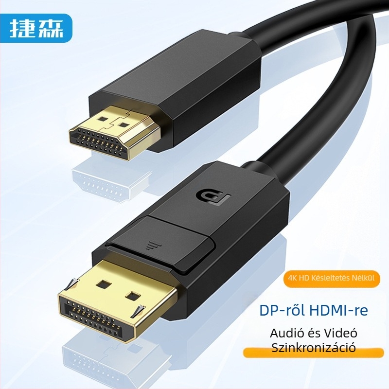 DP–HDMI patch kábel, DP/HDMI interfész, megfelelő számítógéphez/ TV-hez/ set-top boxhoz