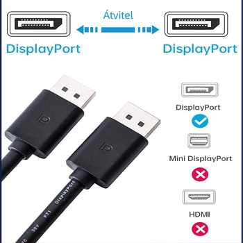DisplayPort-DisplayPort kábel HYX-50, rézvezető, nikkelezett csatlakozók