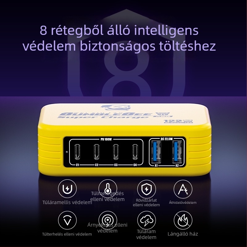 Ou Zheng Ozq4 6-portos USB gyorstöltő állomás LED kijelzőkkel, kompatibilis Apple és Android eszközökkel