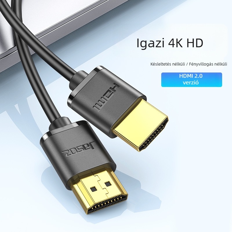 HDMI-kábel, ultra vékony, HDMI 2.0, aranyozott csatlakozók, 4K-kompatibilis