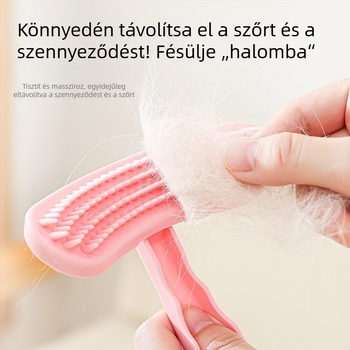 Új szilikonból készült kisállat-kefe puha sörtékkel, kefével a szőr eltávolításához és masszírozó fésű a szőrzet ápolásához