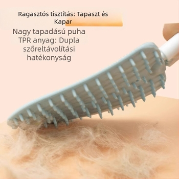 Kétoldalas puha macskaápoló kefe, masszírozó sörtékkel a laza szőr eltávolításához