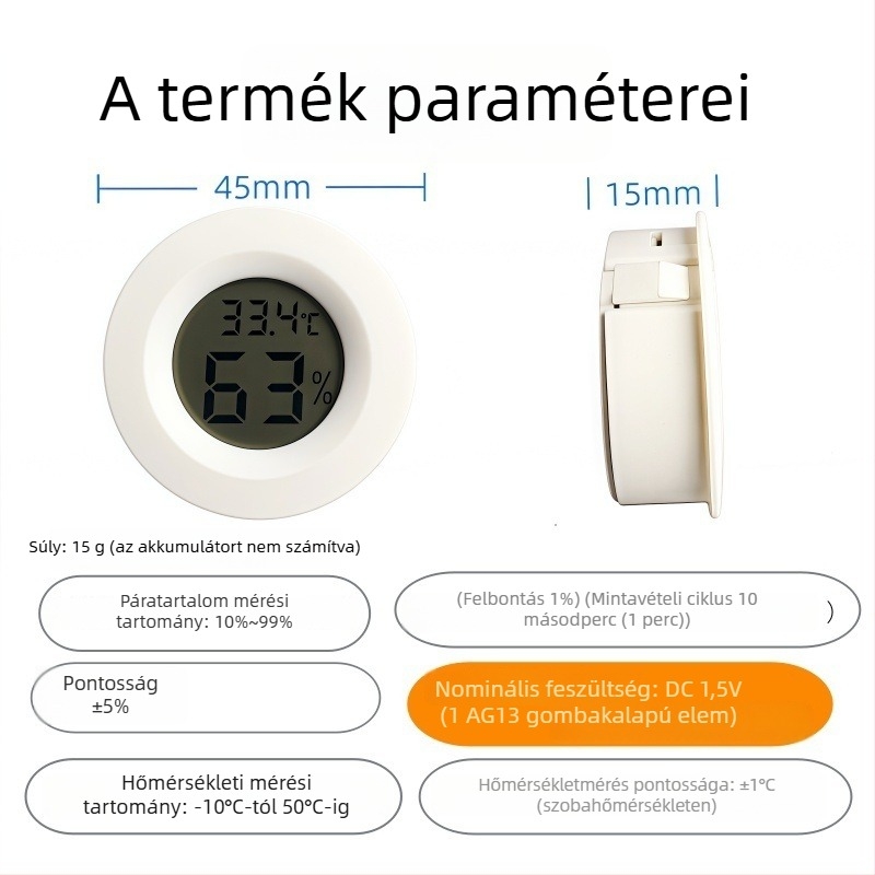 Kör alakú beltéri hőmérséklet- és páratartalom-mérő hüllők tartóedényéhez — beépített digitális hőmérő, -10…50°C, 10–99% RH