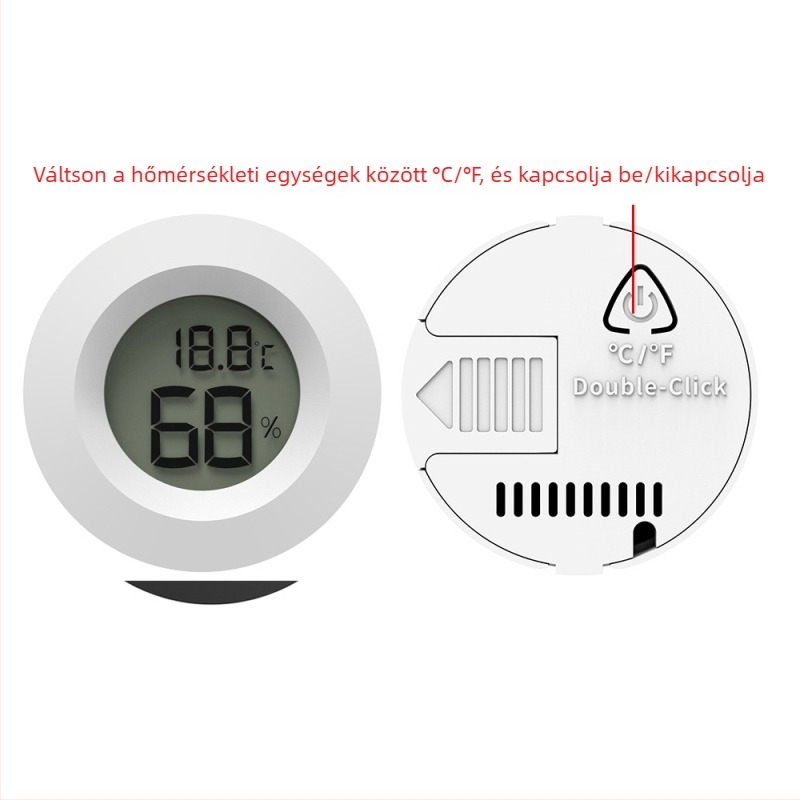MOSEKO kör alakú beépített elektronikus hőmérséklet- és páratartalom-mérő hűtőszekrényhez és ipari felhasználásra, LR44 elemről működik